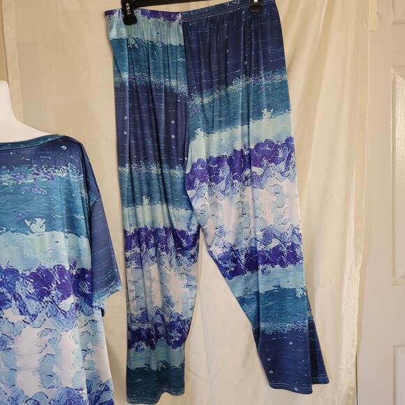 Women's 5XL Blue & White Pajama Set - Comfort & Style - Picture 8 of 16